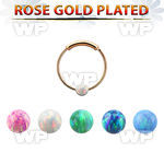 ns03rso rose gold silver endless nose hoop 3mm opal ball 12mm
