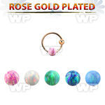 ns05rso rose gold silver nose hoop w ball 3mm opal ball 8mm