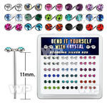 nymsbxm box silver bend it nose studs w music note color crystal