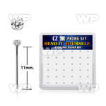 nyz15cbx box w silver bend it nose stud 20g 1.5mm clear set cz