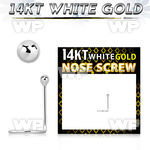 o364e 14kt white gold nose screw spiral 0 6mm 1 5mm ball shape nose piercing