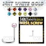 o3gjks 14kt white gold nose screw claw set colored cz
