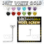 o3gx6e solid 14kt white gold nose screw3mm heart shaped prong nose piercing