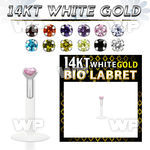 oi48gj bio flex labret 1 2mm push in 14kt white gold top 2mm lower lip piercing