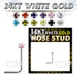 ou36gje 14kt white gold l shaped nose pin colored cz