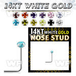 ou3gje 14kt white gold l shaped nose pin 2mm colored cz