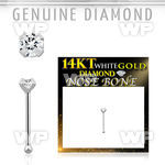 oum14k genuine diamond 14k gold rhodium plated nose bone 2mm prong set round diamond