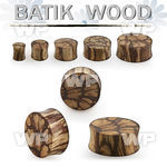 pba organic double flare batik wood plug