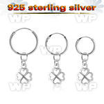 phod46 silver helix hoop earring w a silver shamrock dangling