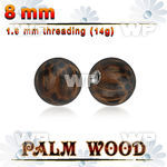 plball8 8mm palm wood ball with a 316l steel 1.6mm threading