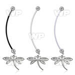 pnd566 pregnancy belly ring w dangling dragonfly 