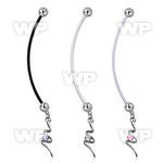 pndz13 pregnancy belly ring w dangling swirl with a round cz 