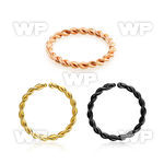 pvd plated steel seamless ring 18g w twisted wire design 