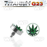 r7bi9 4mm g23 titanium dermal anchor top green marijuana logo belly piercing