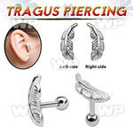 raik9 surgical steel tragus piercing 1 2mm left or right feath ear lobe piercing