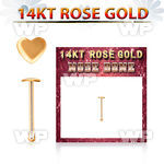 rbht 14kt rose gold nose bone w a 2.5mm gold heart shaped top