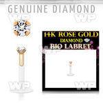 rbidi bio flex labret push in 14k rose gold top w real diamond