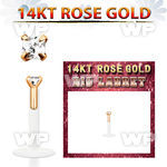 rbizqc bio flex labret w push in 14k rose gold top w square cz