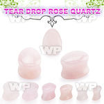 ri34 rose quartz double flared saddle plug teardrop shape