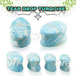 ri36 turquoise double flared saddle plug teardrop shape