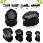 ri3d black agate double flared saddle plug teardrop shape