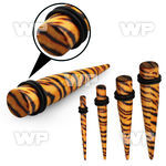 rm71a black acrylic taper hot printed tiger fur pattern double ear lobe piercing