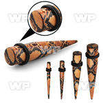 rm74a black acrylic taper hot printed snake skin pattern double ear lobe piercing