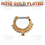 rsepm14 rose gold plated silver septum clicker, 14g w small ball