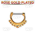 rsepn14 rose gold plated silver septum clicker, 14g w big balls