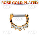 rsepq14 rose gold plated silver septum clicker 14g w 5 czs stone