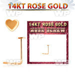 rsht 14kt rose gold nose screw w 2.5mm gold heart shaped top