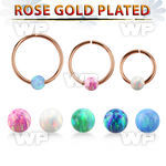 rsselo22 rose gold silver seamless ring, 22g w 3mm opal ball