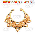 rssepd10 rose gold silver fake septum ring w wide engraved indian