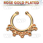 rssepd5 rose gold silver fake septum clicker in elaborate indian