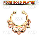 rssepd7 rose gold silver fake septum clicker decorated indian 