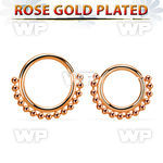 rsspv18 rose gold plated silver seamless septum ring,18g w beads