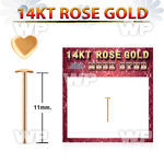 rysht 14kt rose gold bend it nose stud 2.5mm heart shaped top