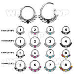 segh16px 316l steel hinged segment ring w 7 mixed color crystals