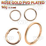 seghtt16 rose gold pvd plated steel hinged segment ring, 16g