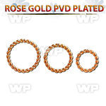 selttw16 rose gold steel seamless ring 1.2m w a twisted wire