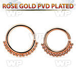 septtn annealed rose gold plated steel septum ring w small bead