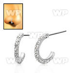 silver bend it nose stud w clear crystal curved top