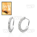 silver nose stud w clear crystal curved top