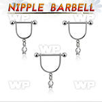 snpod24 316l steel nipple stirrup w dangling lightning symbol