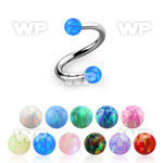 speop3 surgical steel spiral w two 3mm synthetic opal balls