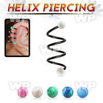 sphetop triple anodized helix spiral piercing w 4mm opal balls