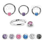 steel ball closure ring, 14g w 4mm bezel cz closure