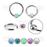 steel ball closure ring w 3mm rounded synthetic opal disk