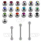 steel barbell, 20g (0.8mm) with two 2.5 bezel jewel balls