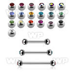 steel barbell, 20g (0.8mm) with two 3mm bezel jewel balls